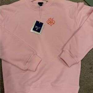 Roller Rabbit Light Pink Crewneck Sweater with Orange Logo